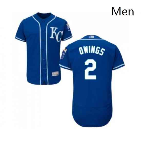 Mens Kansas City Royals 2 Chris Owings Royal Blue Alternate Flex Base Authentic Collection Baseball Jersey